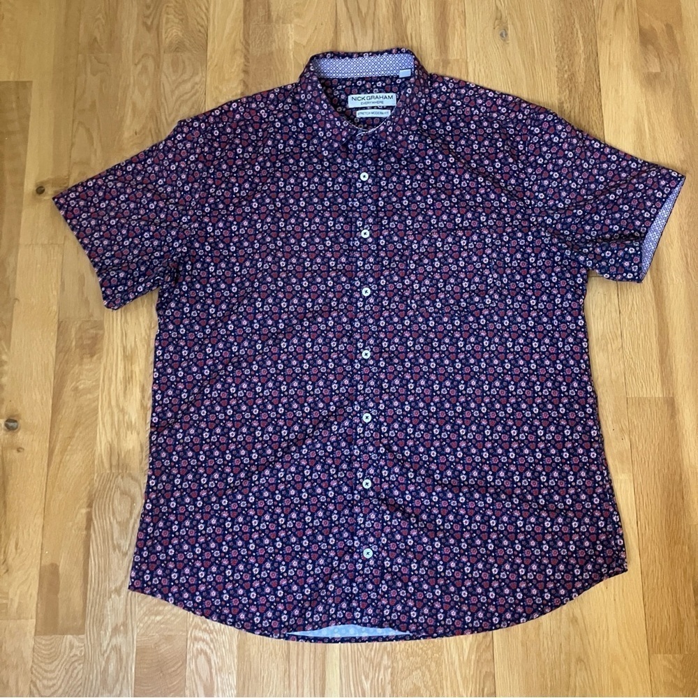 Nick Graham Everywhere Stretch Performance Floral Short Sleeve Shirt